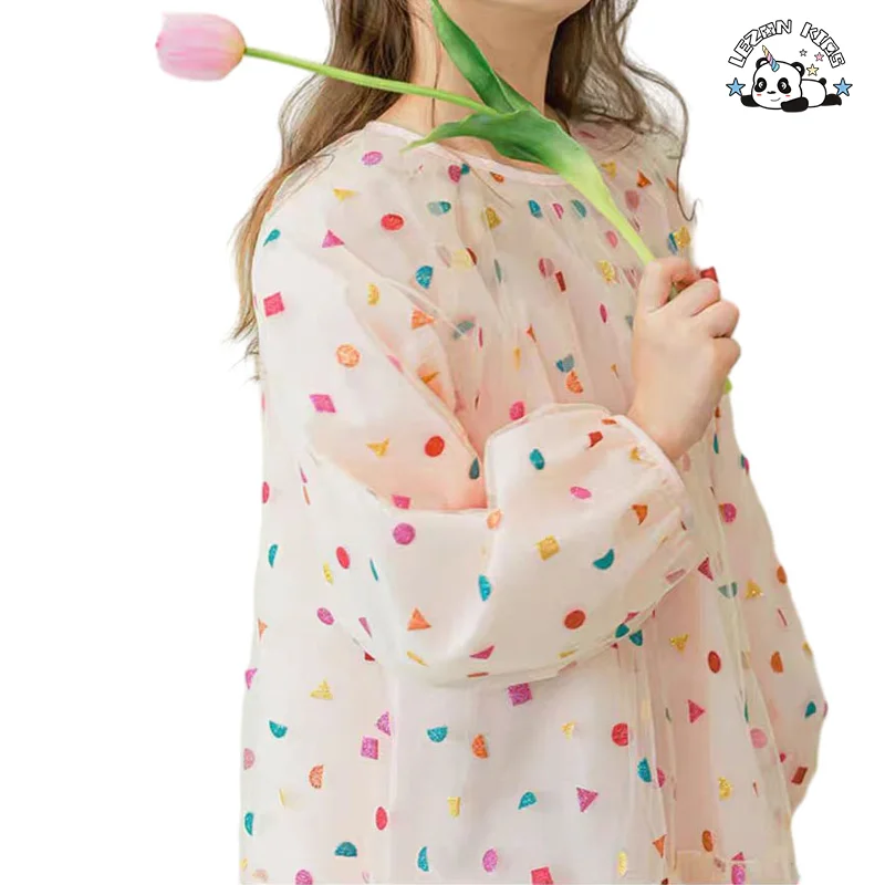 LEZONKIDS - Vestidos personalizáveis de atacado, novo produto, padrão de impressão de manga longa, design de vestido para meninas